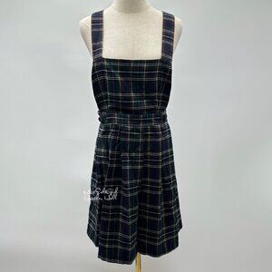Modcloth Plaid Pinafore Jumper Dress with Cross Back Straps Size Medium